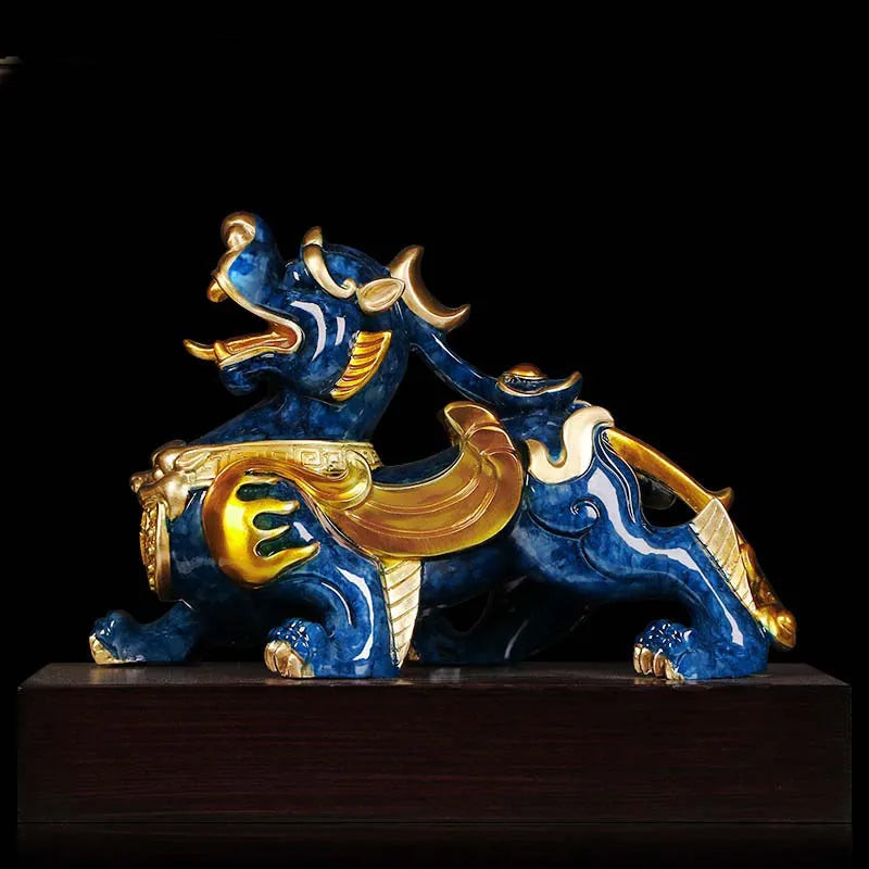 Company home Porch lobby exorcise evil spirit thriving business money Good luck PI XIU dragon brass Sculpture ART Ornament