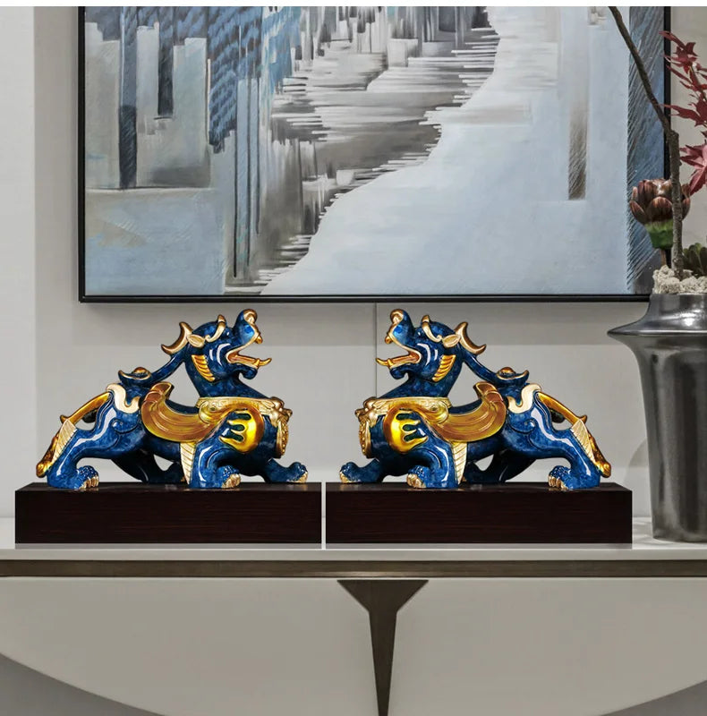 Company home Porch lobby exorcise evil spirit thriving business money Good luck PI XIU dragon brass Sculpture ART Ornament