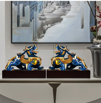 Company home Porch lobby exorcise evil spirit thriving business money Good luck PI XIU dragon brass Sculpture ART Ornament