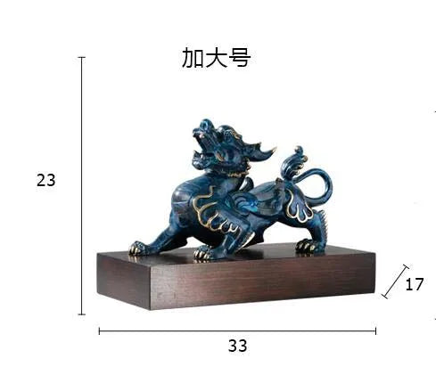 Company home Porch lobby thriving business Good luck Money PI XIU dragon color brass Sculpture ART best office Ornament