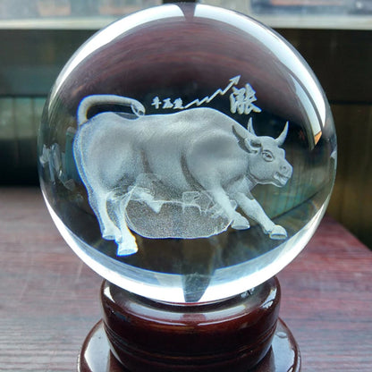 Company stock market Securities Crystal Decoration mascot GOOD LUCK Recruit money Stock bull market 3D FENG SHUI Crystal ball