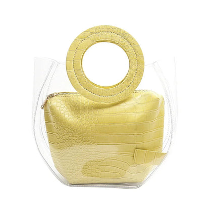 Composite Bags for Women 2024 Summer Transparent Handbag and Purse Jelly Beach Bag Ladies Crocodile Waterproof Brand Design Tote