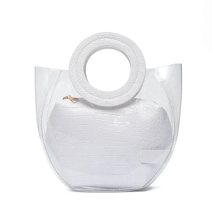 Composite Bags for Women 2024 Summer Transparent Handbag and Purse Jelly Beach Bag Ladies Crocodile Waterproof Brand Design Tote