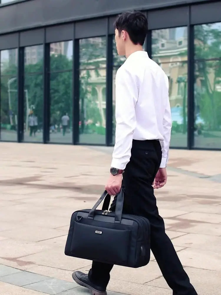 Compression pack Men's Briefcase High Quality Business Shoulder Bag Messenger Bag Office Tote 15.6 Inch Laptop Bag