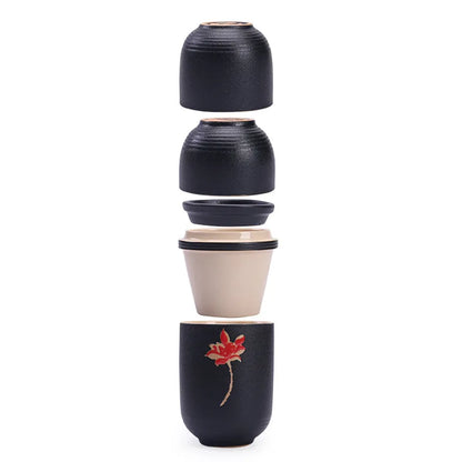 Concentric Cup Portable teaware sets ceramic kung fu travel tea set Japanese style mug cup outdoor teapot ceremony kettle