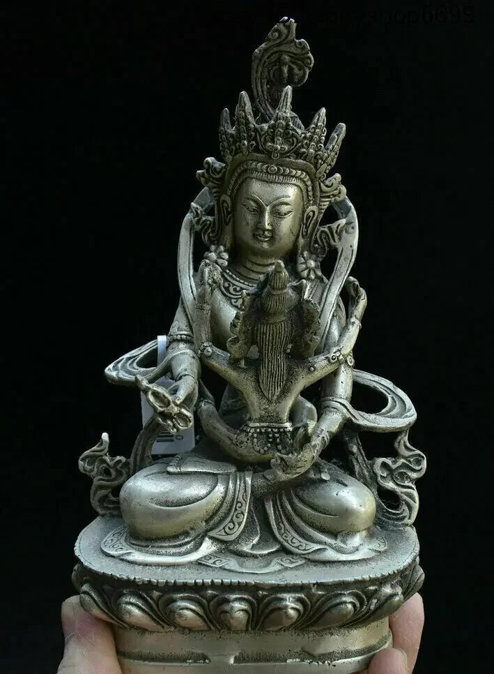 Concubine Tara Yab-Yum Buddha happiness angel Mandkesvara tibet Silver statues