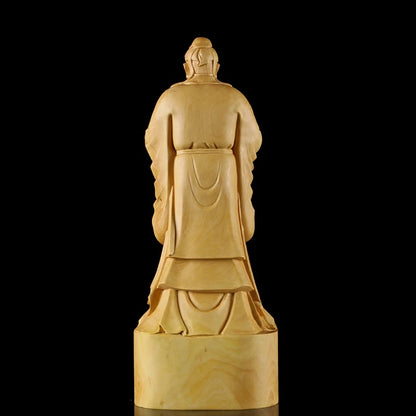 Confucius Statue Wood Figurine Institute Chinese Traditional Culture Gift Figures Carving Crafts