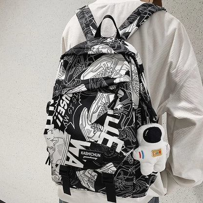 Cool Boy Girl Waterproof Travel Graffiti Book Bag Men Women Fashion Printing Lady College Backpack Female Laptop Male School Bag