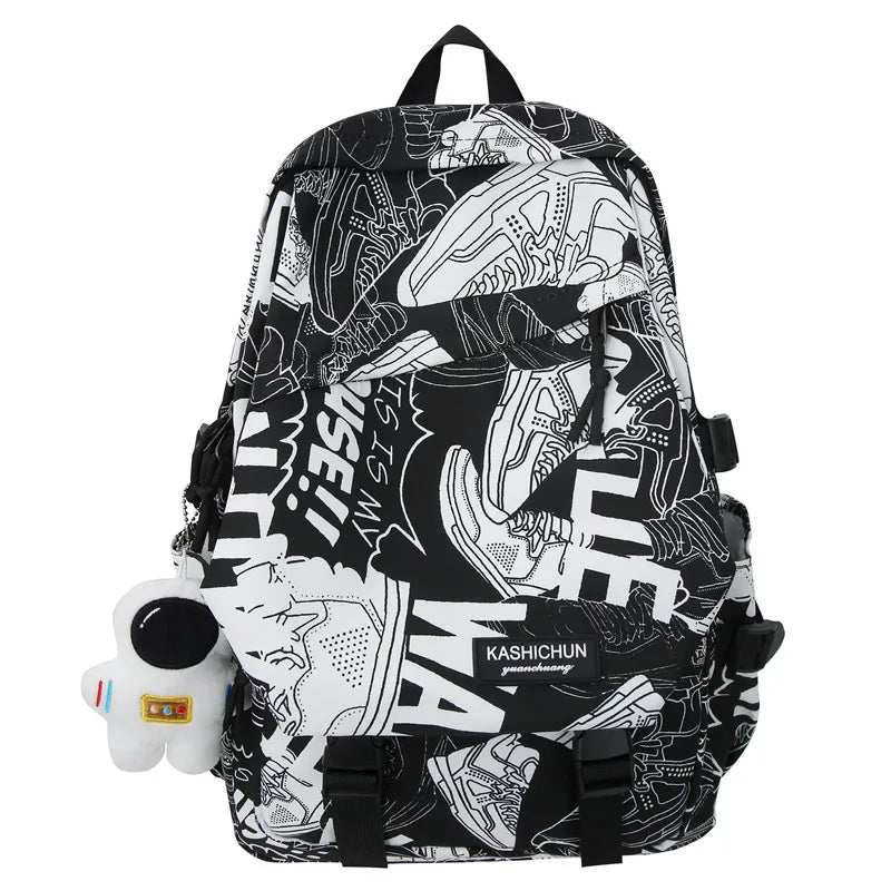 Cool Boy Girl Waterproof Travel Graffiti Book Bag Men Women Fashion Printing Lady College Backpack Female Laptop Male School Bag