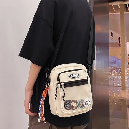 Cool Fashion Men Female Transparent Small Shoulder Bag Travel Women Nylon Badge Boy Girl Crossbody Bag Ladies Simple Cute Trendy
