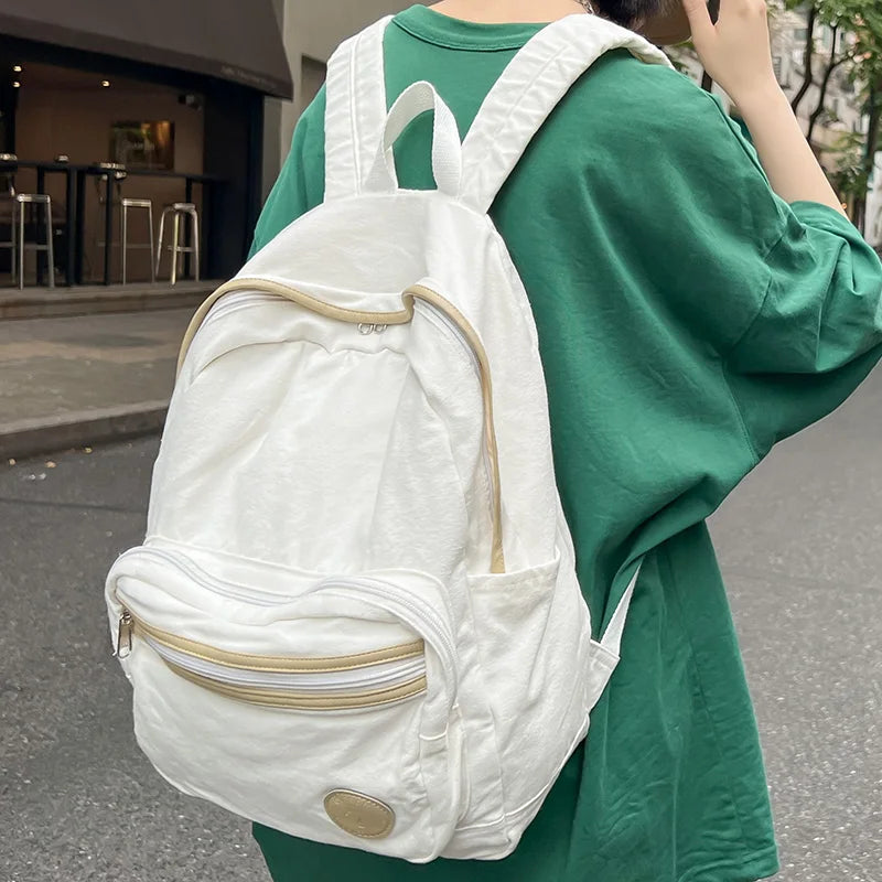 Cool Female Canvas Brown Student Bag Fashion Girl Travel Book Backpack Women School Laptop Bags New Lady College Backpack Trendy