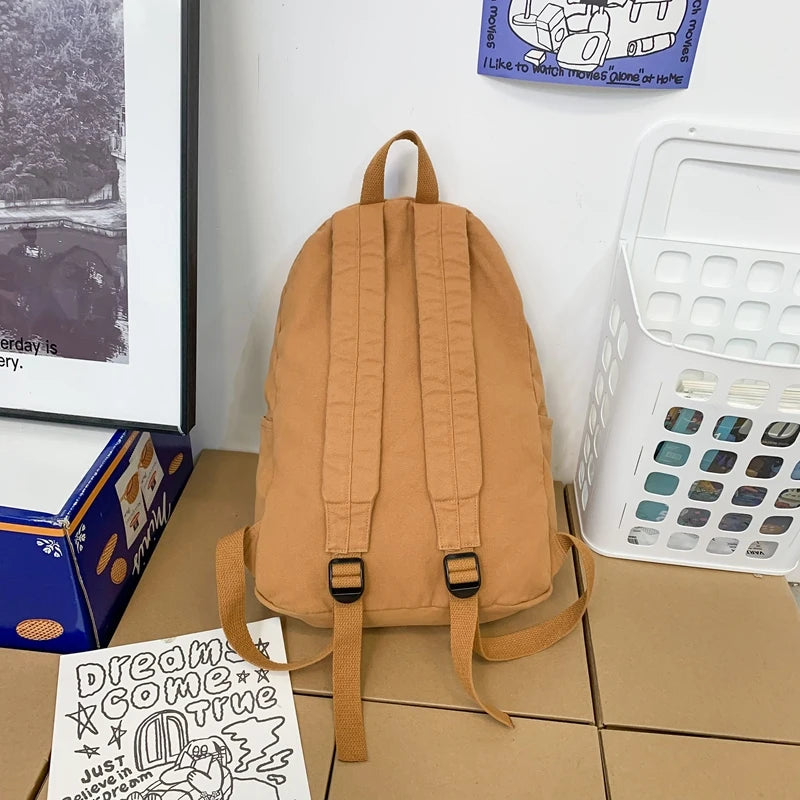 Cool Female Canvas Brown Student Bag Fashion Girl Travel Book Backpack Women School Laptop Bags New Lady College Backpack Trendy