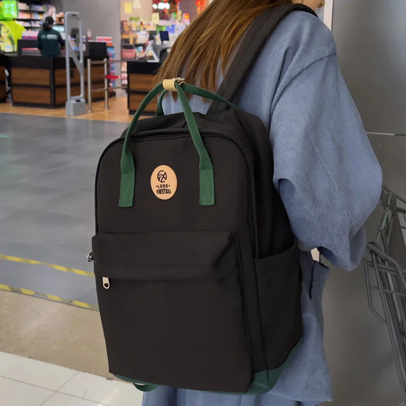 Cool Female Cute Green Fashion Ladies College Backpack Girl Travel Kawaii School Bag Women Nylon Laptop Student Book Bags Trendy