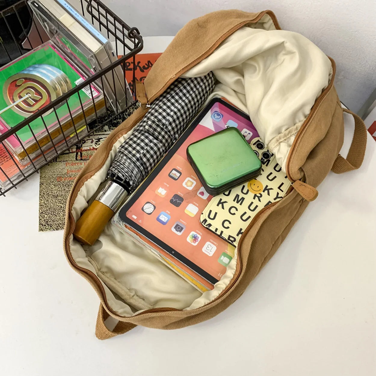 Cool Female Male Canvas White Student Book Bag Girl Boy Travel School Bags Trendy Men Lady Laptop College Women Backpack Fashion