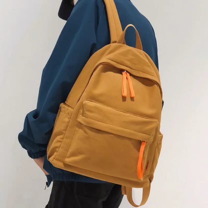 Cool Girl Boy Brown Nylon School Bag Women Solid Color Laptop College Backpack Female Leisure Travel Book Bag Ladies Men Fashion