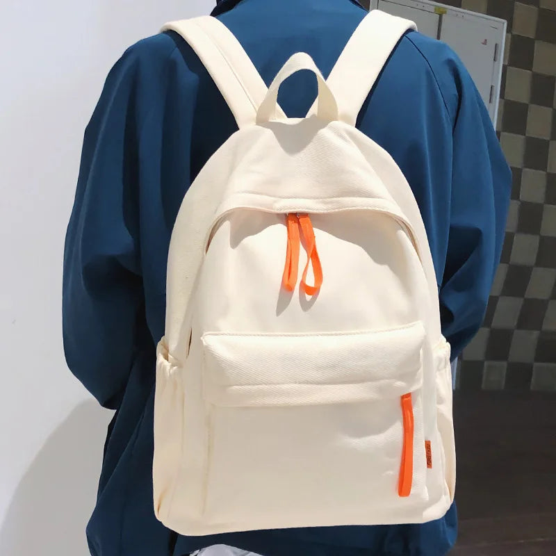 Cool Girl Boy Brown Nylon School Bag Women Solid Color Laptop College Backpack Female Leisure Travel Book Bag Ladies Men Fashion