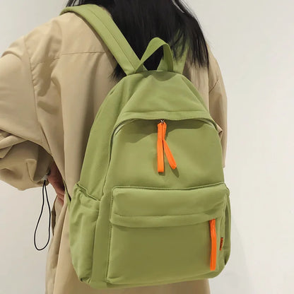 Cool Girl Boy Brown Nylon School Bag Women Solid Color Laptop College Backpack Female Leisure Travel Book Bag Ladies Men Fashion