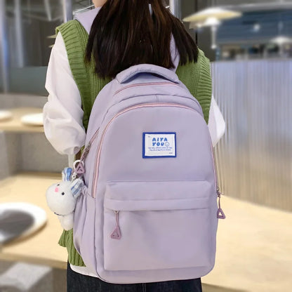 Cool Girl Purple Waterproof College Backpack Trendy Women Kawaii Laptop School Bag Female Backpack Fashion Lady Travel Book Bags