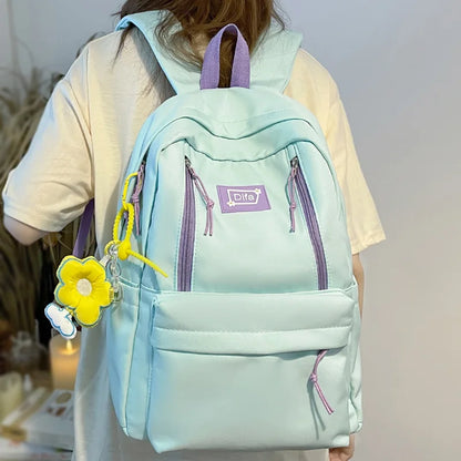 Cool Ladies Green Nylon College Backpack Women School Bag Trendy Girl Travel Book Backpack Fashion Female Laptop Student Bag New