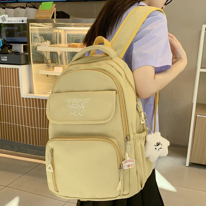 Cool Nylon White Female Cute College Backpack Fashion Lady Leisure Student Bag Girl Travel Book Backpack Women Laptop School Bag