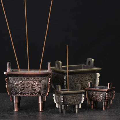 Copper Alloy Antique Bronze Quadripod Ting Tea Pet Tea Ceremony Decoration Incense Burner Household Car High Grade Ornament