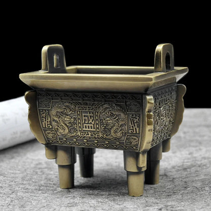 Copper Alloy Antique Bronze Quadripod Ting Tea Pet Tea Ceremony Decoration Incense Burner Household Car High Grade Ornament