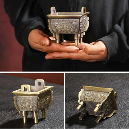 Copper Alloy Antique Bronze Quadripod Ting Tea Pet Tea Ceremony Decoration Incense Burner Household Car High Grade Ornament
