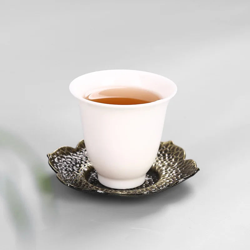 Copper Alloy Coaster Kung Fu Tea Set Tea Ceremony Tea Tray Tea Mat Cup Saucer Tin Cup Saucer Coaster Tea Set Siteel