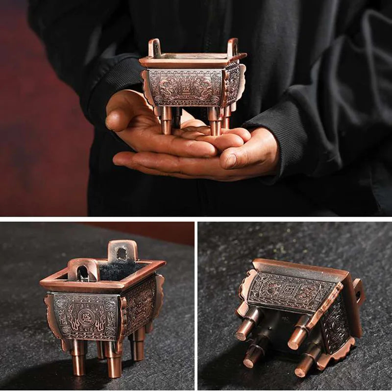 Copper Alloy Tea Pet Antique Bronze Quadripod Ting Tea Ceremony Decoration Incense Burner Household Car High Grade Ornament