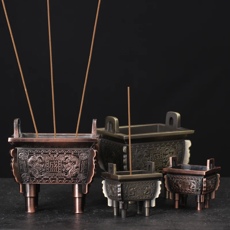 Copper Alloy Tea Pet Antique Bronze Quadripod Ting Tea Ceremony Decoration Incense Burner Household Car High Grade Ornament