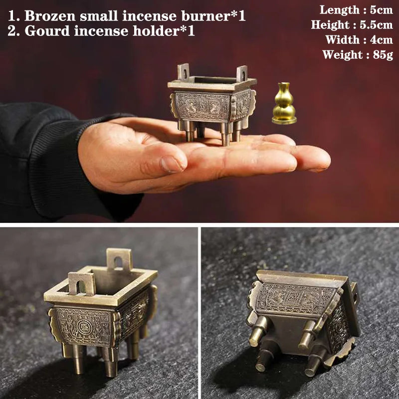 Copper Alloy Tea Pet Antique Bronze Quadripod Ting Tea Ceremony Decoration Incense Burner Household Car High Grade Ornament