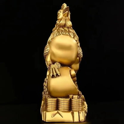 Copper Animal Chicken Ornament Fortune Zodiac Attracting Wealth and Prosperity Home Office Decoration
