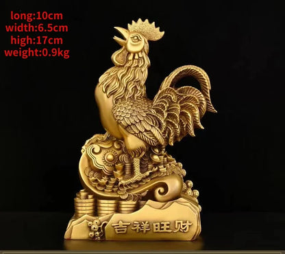 Copper Animal Chicken Ornament Fortune Zodiac Attracting Wealth and Prosperity Home Office Decoration