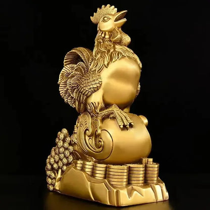 Copper Animal Chicken Ornament Fortune Zodiac Attracting Wealth and Prosperity Home Office Decoration