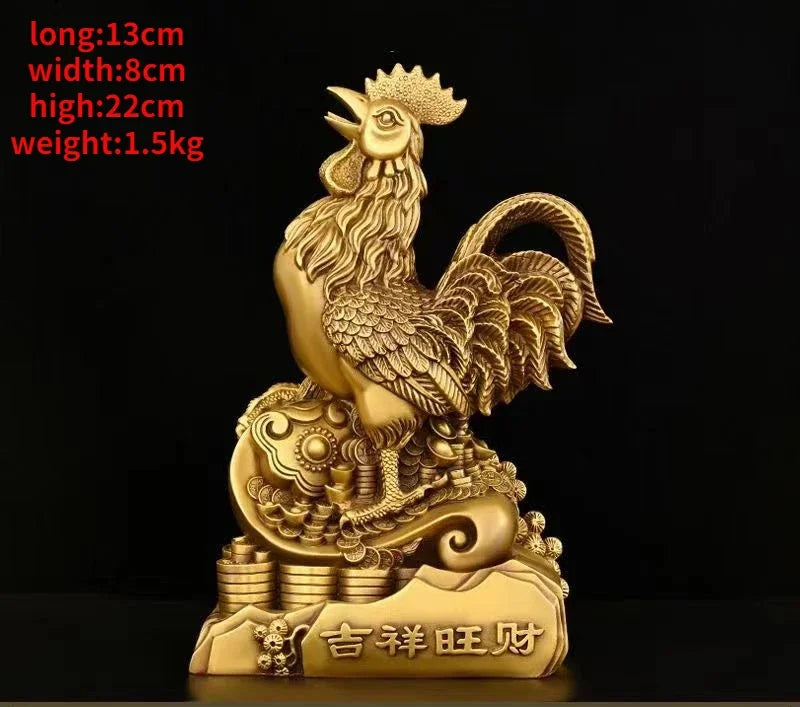 Copper Animal Chicken Ornament Fortune Zodiac Attracting Wealth and Prosperity Home Office Decoration