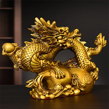 Copper Animal Dragon Ornament Gourd Golden Dragon Auspicious Home Shop Decoration Miniatures