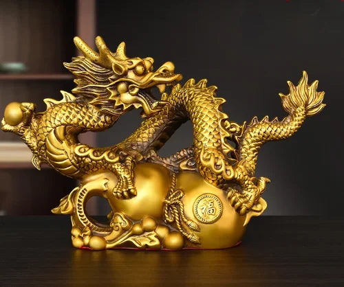 Copper Animal Dragon Ornament Gourd Golden Dragon Auspicious Home Shop Decoration Miniatures