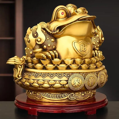 Copper Animal Golden Toad Ornaments Treasure Bowl Three-legged Home Office Decorations Crafts