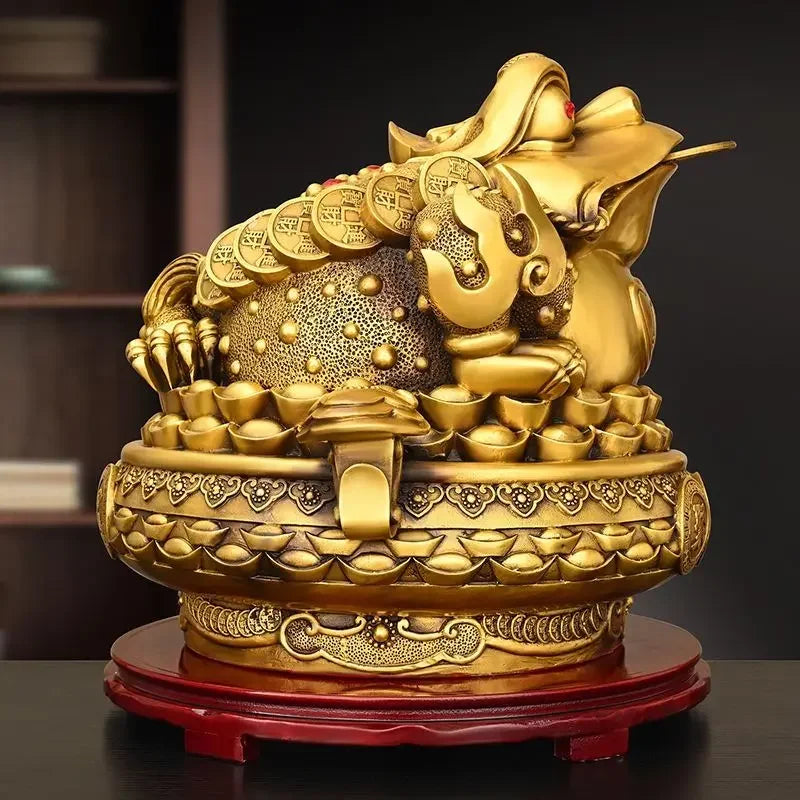 Copper Animal Golden Toad Ornaments Treasure Bowl Three-legged Home Office Decorations Crafts