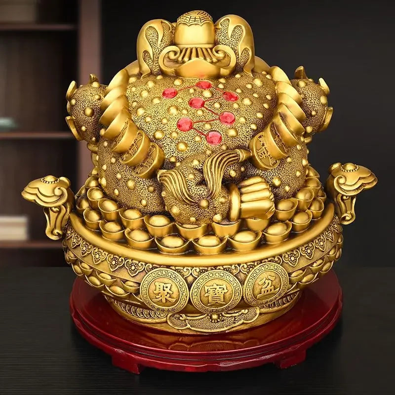 Copper Animal Golden Toad Ornaments Treasure Bowl Three-legged Home Office Decorations Crafts