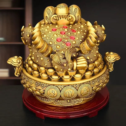 Copper Animal Golden Toad Ornaments Treasure Bowl Three-legged Home Office Decorations Crafts