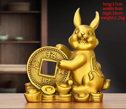 Copper Animal Rabbit Ornament Money Bag Zodiac Money Fortune Rabbit Home Office Desktop Miniatures