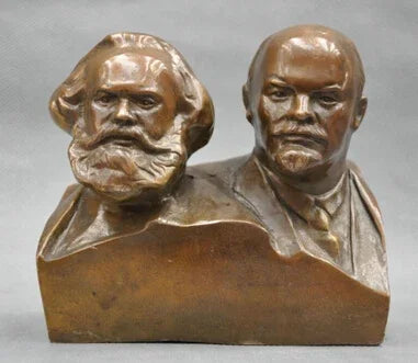 Copper Brass CHINESE crafts decor Asian  Chino Viejo 6 ''Gran Comunista Marx Y Lenin Busto Estatua de Bronce de tiendas bronce