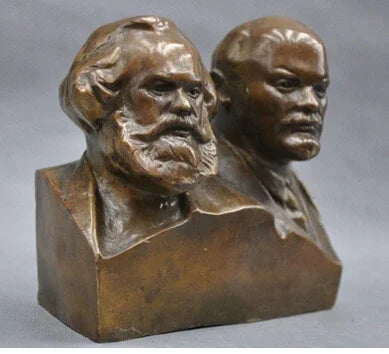 Copper Brass CHINESE crafts decor Asian  Chino Viejo 6 ''Gran Comunista Marx Y Lenin Busto Estatua de Bronce de tiendas bronce