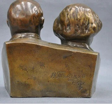 Copper Brass CHINESE crafts decor Asian  Chino Viejo 6 ''Gran Comunista Marx Y Lenin Busto Estatua de Bronce de tiendas bronce