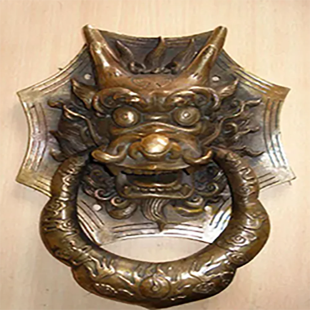 Copper Brass CHINESE crafts decoration NICE Chinese Bronze Dragon Head Door Knocker 10"