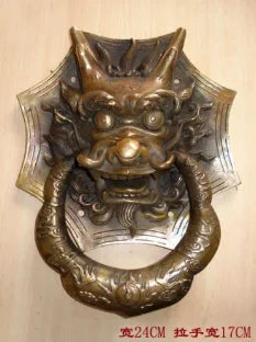 Copper Brass CHINESE crafts decoration NICE Chinese Bronze Dragon Head Door Knocker 10"