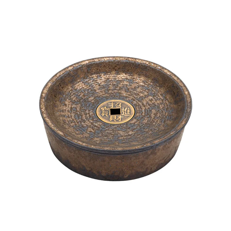 Copper Coin Pot Tray Tea Table Yixing Clay Teapots Water Drop Container Tea Pot Base Purple Sand Retro Bamboo Tea Tray Water S