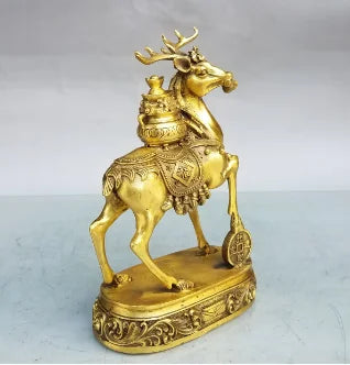 Copper Deer Ornaments Pure copper auspicious into Baofu Deer Ruyi Jubao Pot Home Wealth Gathering Desktop Decoration Crafts