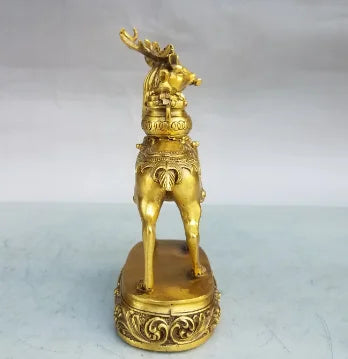 Copper Deer Ornaments Pure copper auspicious into Baofu Deer Ruyi Jubao Pot Home Wealth Gathering Desktop Decoration Crafts